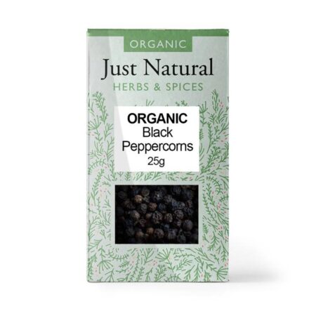 just natural organic black peppercorns 25g 1 1