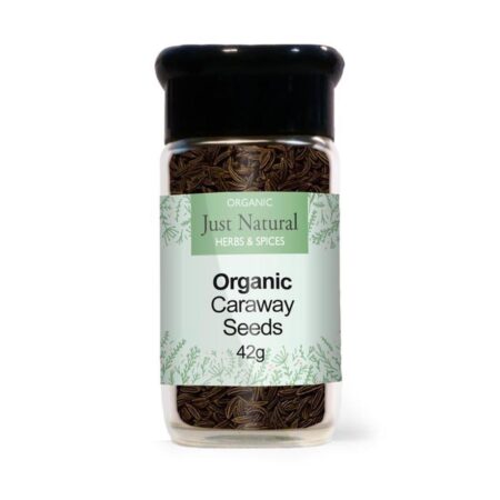 just natural organic caraway seeds glass jar 1 2