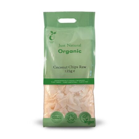 just natural organic coconut chips raw 125g 1 1