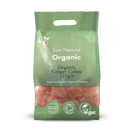 just natural organic ginger candied cubes 125g 1 1
