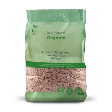 just natural organic gluten free porridge oats 1000g 1