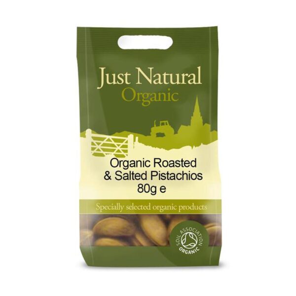 just natural organic roasted salted pistachios 80g 1 1