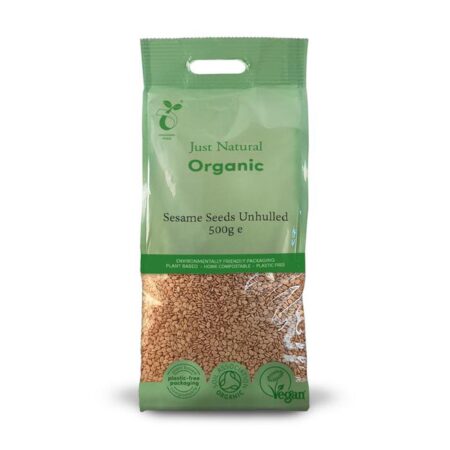 just natural organic sesame seeds unhulled 500g 1 1