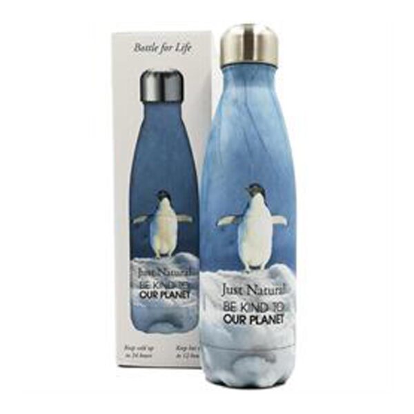 just natural stainless steel drinks bottle 500ml penguin 1 1